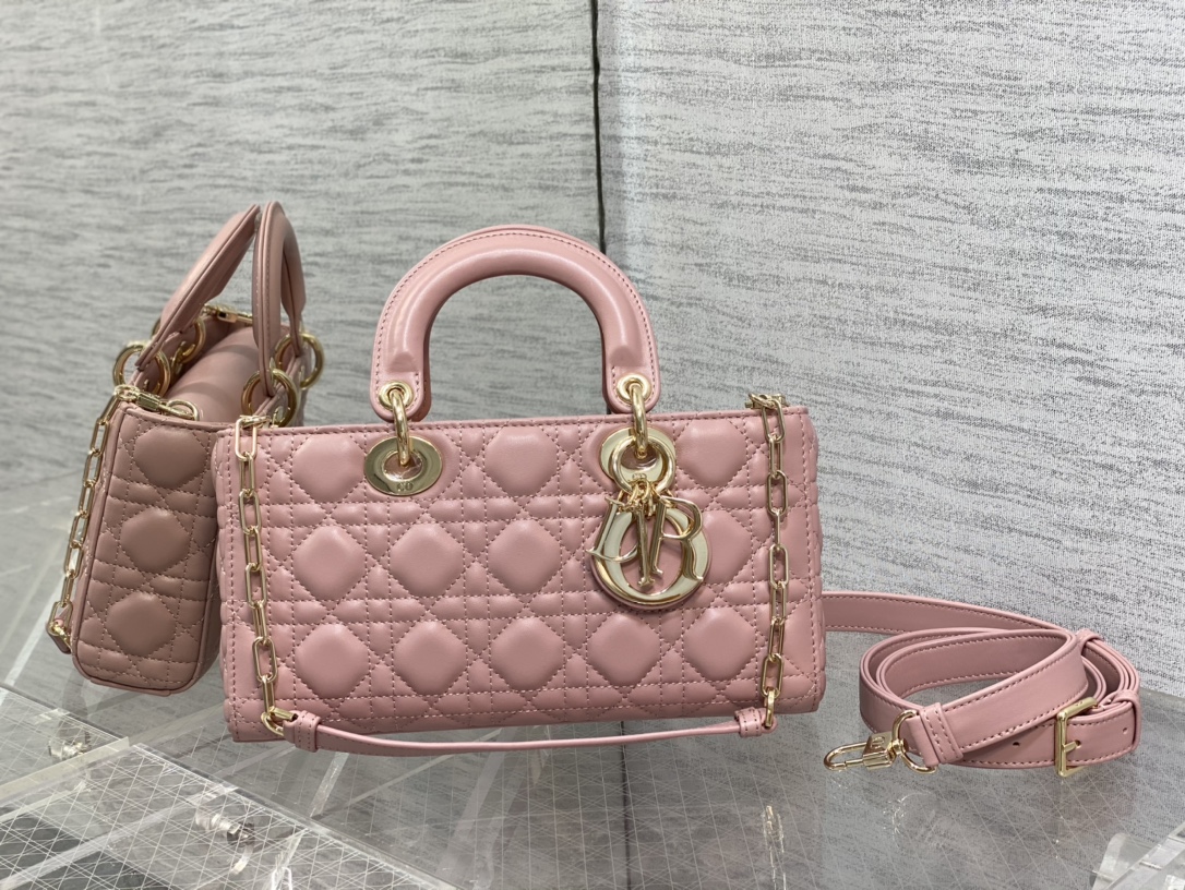 Medium Lady D-Joy Bag Pink Cannage Lambskin